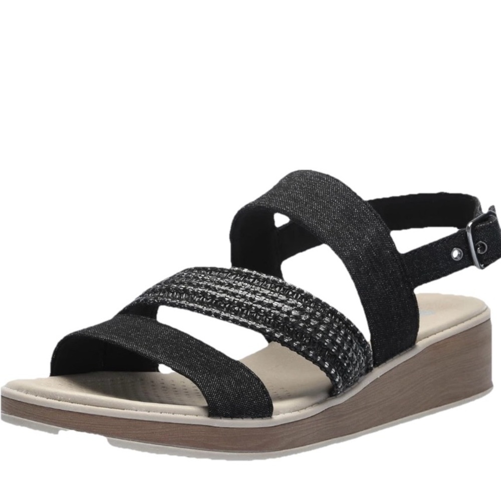 NIB NEW Bzees Black & Silver Bravo Comfort Strappy Sandals shoes  9M